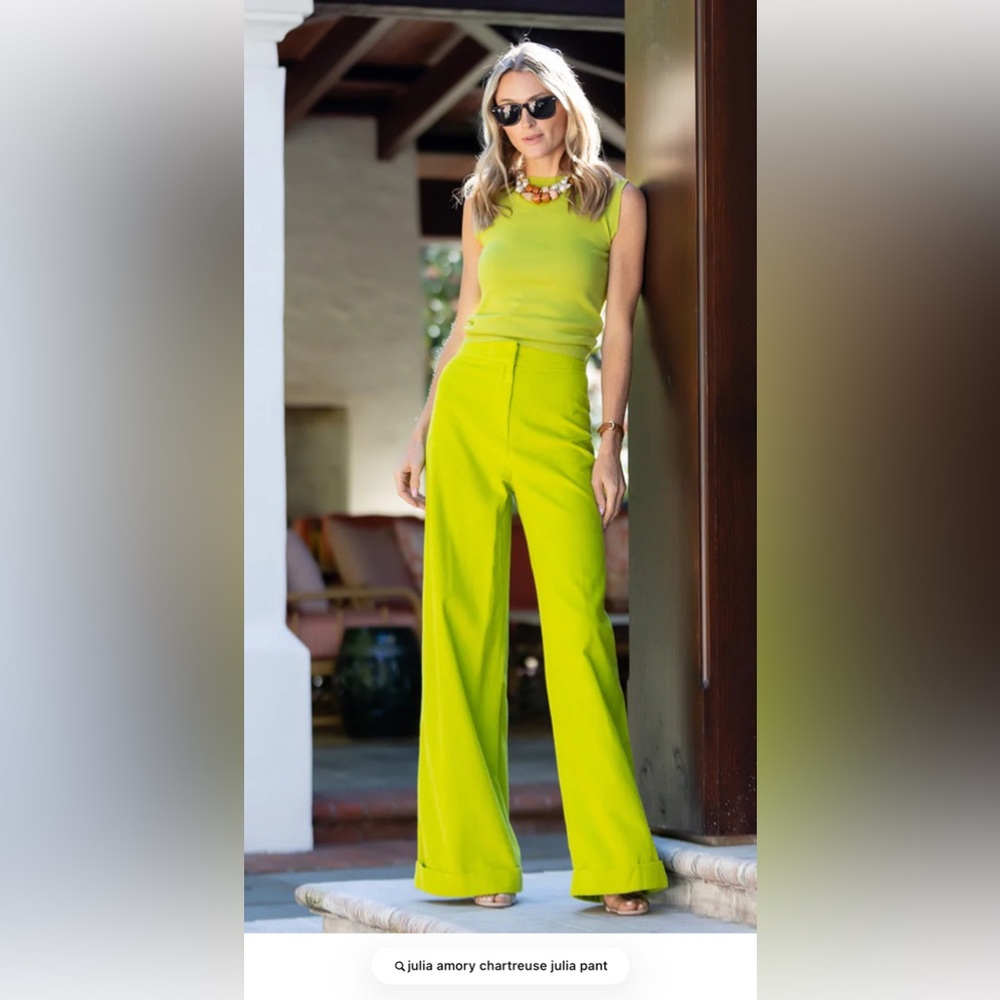 Julia Amory Chartreuse corduroy Julia Pant
